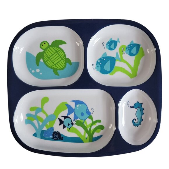 Target Home Melamine Divided Plates Set of 4 Animals Fish Dino Ocean BPA Free - Picture 8 of 13